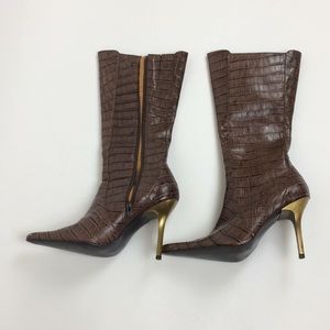 Steve Madden Trixx Croc Below The Knee Boots SZ 7B